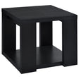 Pavone Transitional Square Storage End Table with Open Lower Shelf Black from Ella Furniture