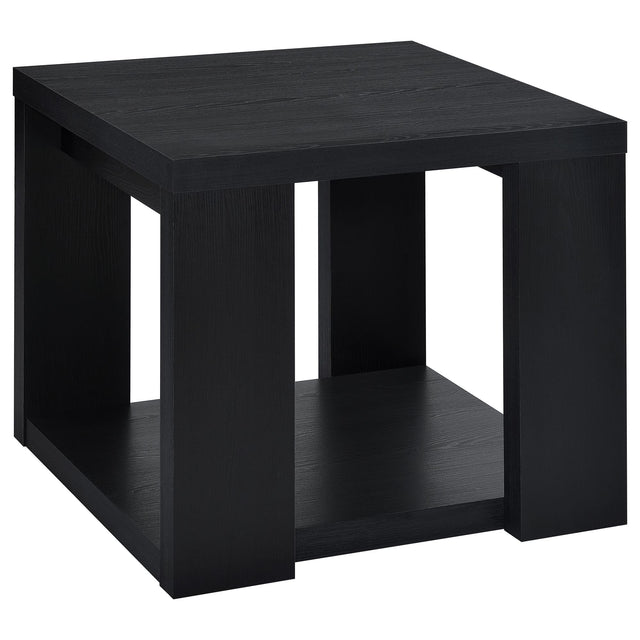 Pavone Transitional Square Storage End Table with Open Lower Shelf Black from Ella Furniture