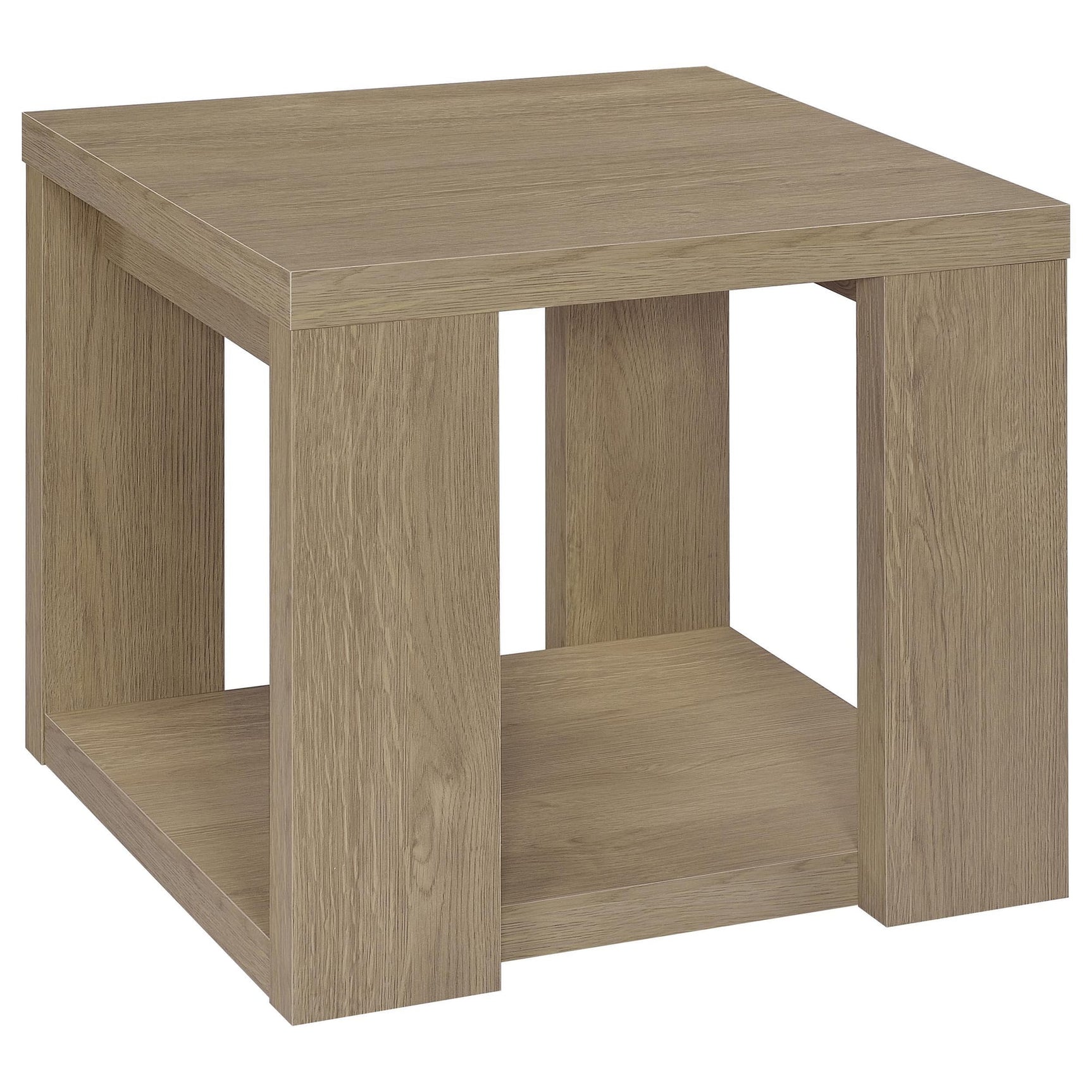Pavone Transitional Square Storage End Table with Open Lower Shelf Latte from Ella Furniture