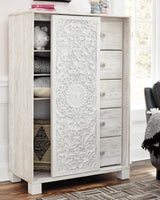 Paxberry Whitewash Panel Bedroom Set Queen 4: Bed, Dresser, Mirror, Chest from Ella Furniture