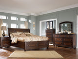 Porter Rustic Brown Sleigh Bedroom Set King 3: Bed, Dresser, Mirror from Ella Furniture