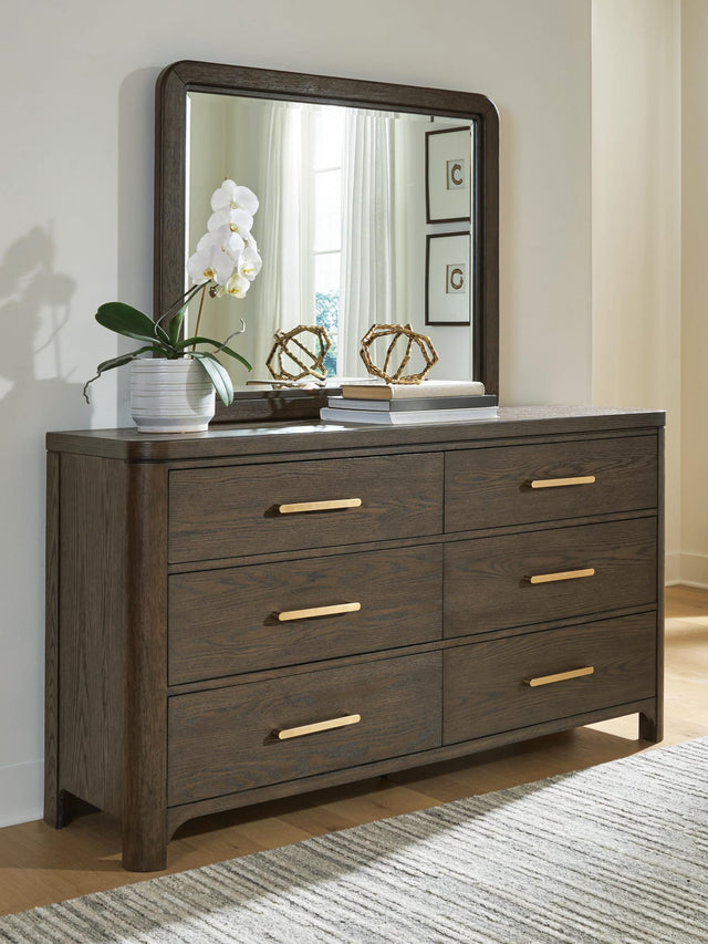 Radkin Burnished Brown Dresser and Mirror from Ella Furniture