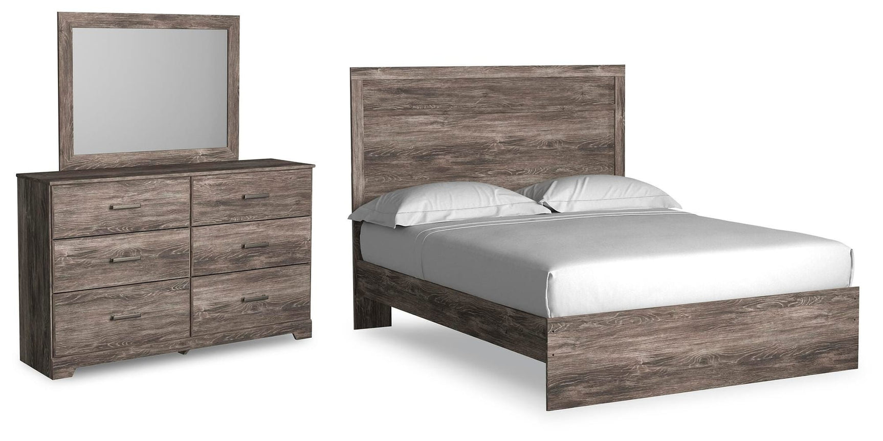 Ralinksi Gray Panel Bedroom Set Queen 3: Bed, Dresser, Mirror from Ella Furniture