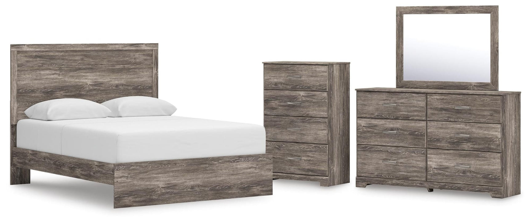 Ralinksi Gray Panel Bedroom Set Queen 4: Bed, Dresser, Mirror, Chest from Ella Furniture