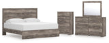 Ralinksi Gray Panel Bedroom Set King 4: Bed, Dresser, Mirror, Chest from Ella Furniture