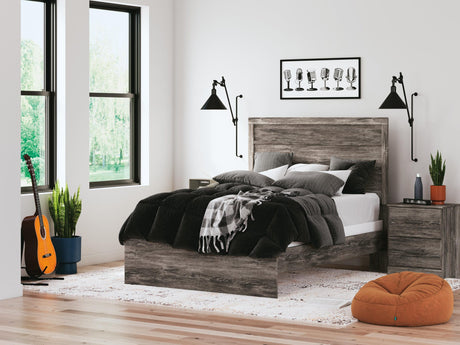 Ralinksi Gray Panel Bedroom Set Full 5: Bed, Dresser, Mirror, Chest, NightStand from Ella Furniture
