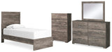 Ralinksi Gray Panel Bedroom Set Twin 4: Bed, Dresser, Mirror, Chest from Ella Furniture