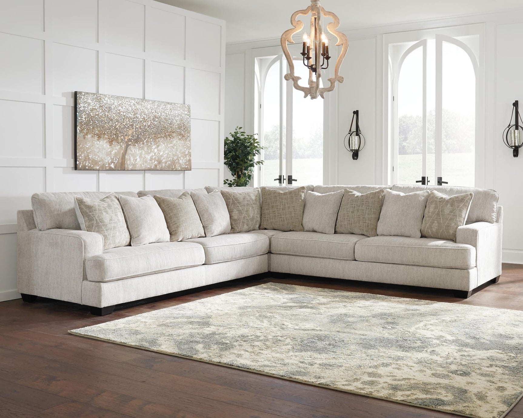 Rawcliffe Parchment Chenille 5-Piece Sectional view 3
