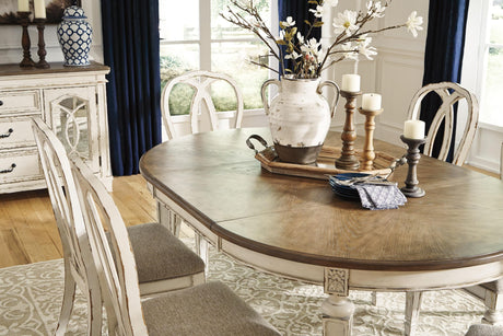 Realyn Chipped White Dining Set detail view