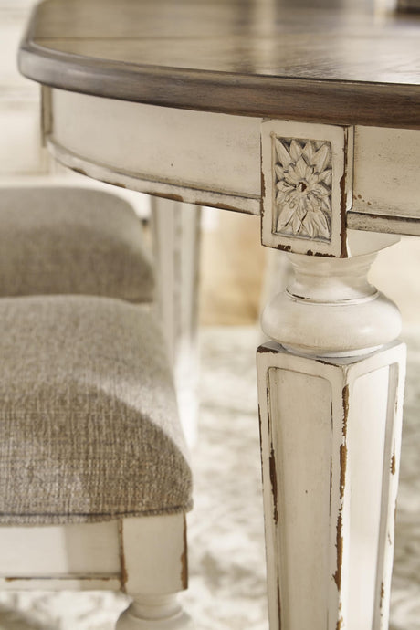 Realyn Chipped White Dining Set detail view