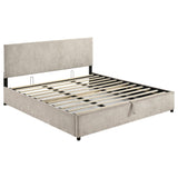 Reeves Upholstered Eastern King Lift-Top Storage Platform Bed Beige from Ella Furniture