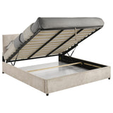 Reeves Upholstered Eastern King Lift-Top Storage Platform Bed Beige view 4