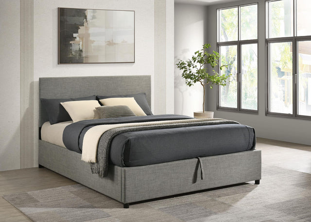 Reeves Upholstered Eastern King Lift-Top Storage Platform Bed Grey view 2