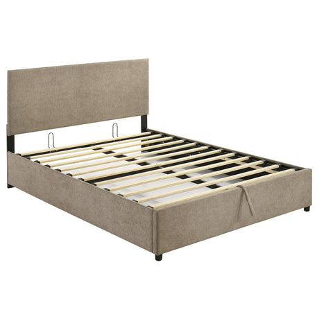 Reeves Upholstered Eastern King Lift-Top Storage Platform Bed Tan view 4