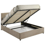 Reeves Upholstered Eastern King Lift-Top Storage Platform Bed Tan view 5