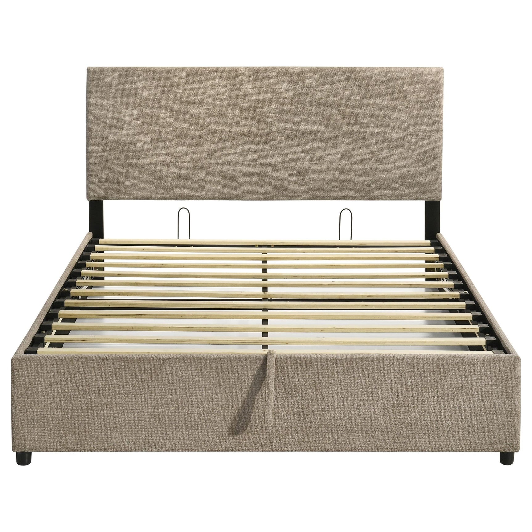Reeves Upholstered Eastern King Lift-Top Storage Platform Bed Tan view 7