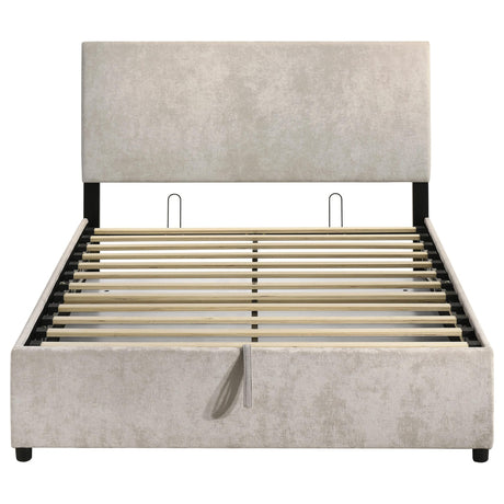 Reeves Upholstered Full Lift-Top Storage Platform Bed Beige view 7