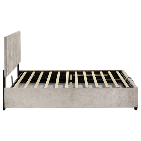 Reeves Upholstered Full Lift-Top Storage Platform Bed Beige view 9