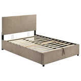 Reeves Upholstered Full Lift-Top Storage Platform Bed Tan from Ella Furniture