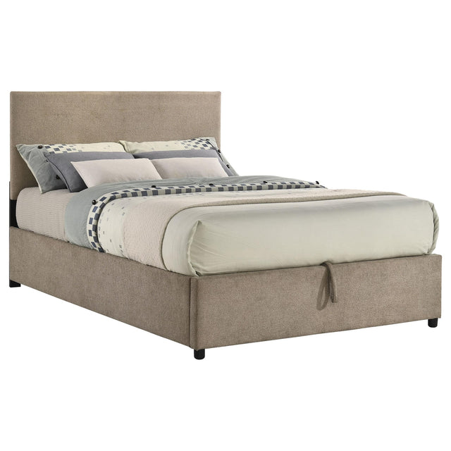 Reeves Upholstered Full Lift-Top Storage Platform Bed Tan view 3