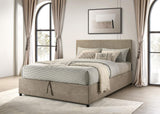 Reeves Upholstered Queen Lift-Top Storage Platform Bed Tan view 2
