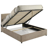 Reeves Upholstered Queen Lift-Top Storage Platform Bed Tan view 6