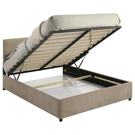 Reeves Upholstered Queen Lift-Top Storage Platform Bed Tan view 6