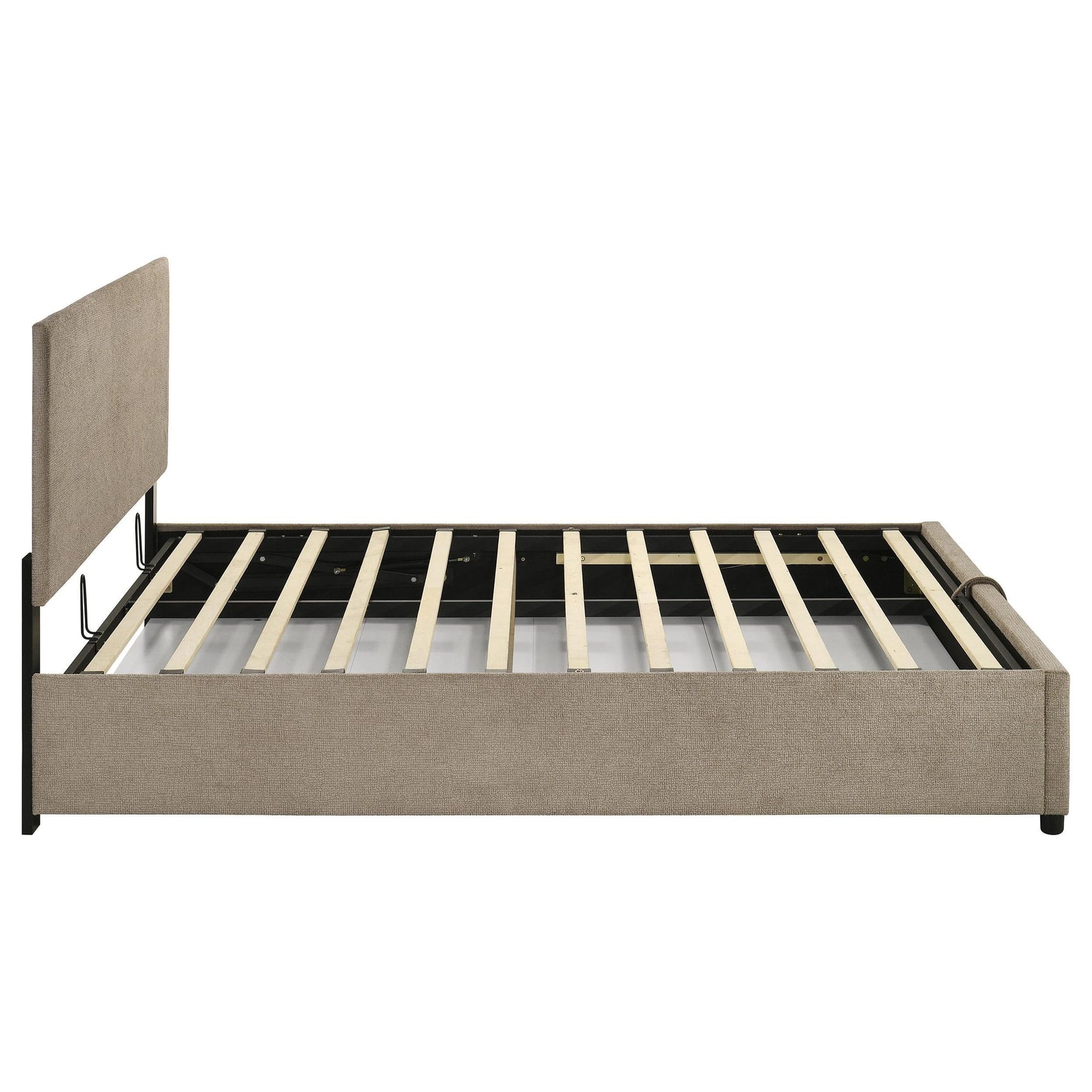 Reeves Upholstered Queen Lift-Top Storage Platform Bed Tan view 9