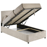 Reeves Upholstered Twin Lift-Top Storage Platform Bed Beige view 6