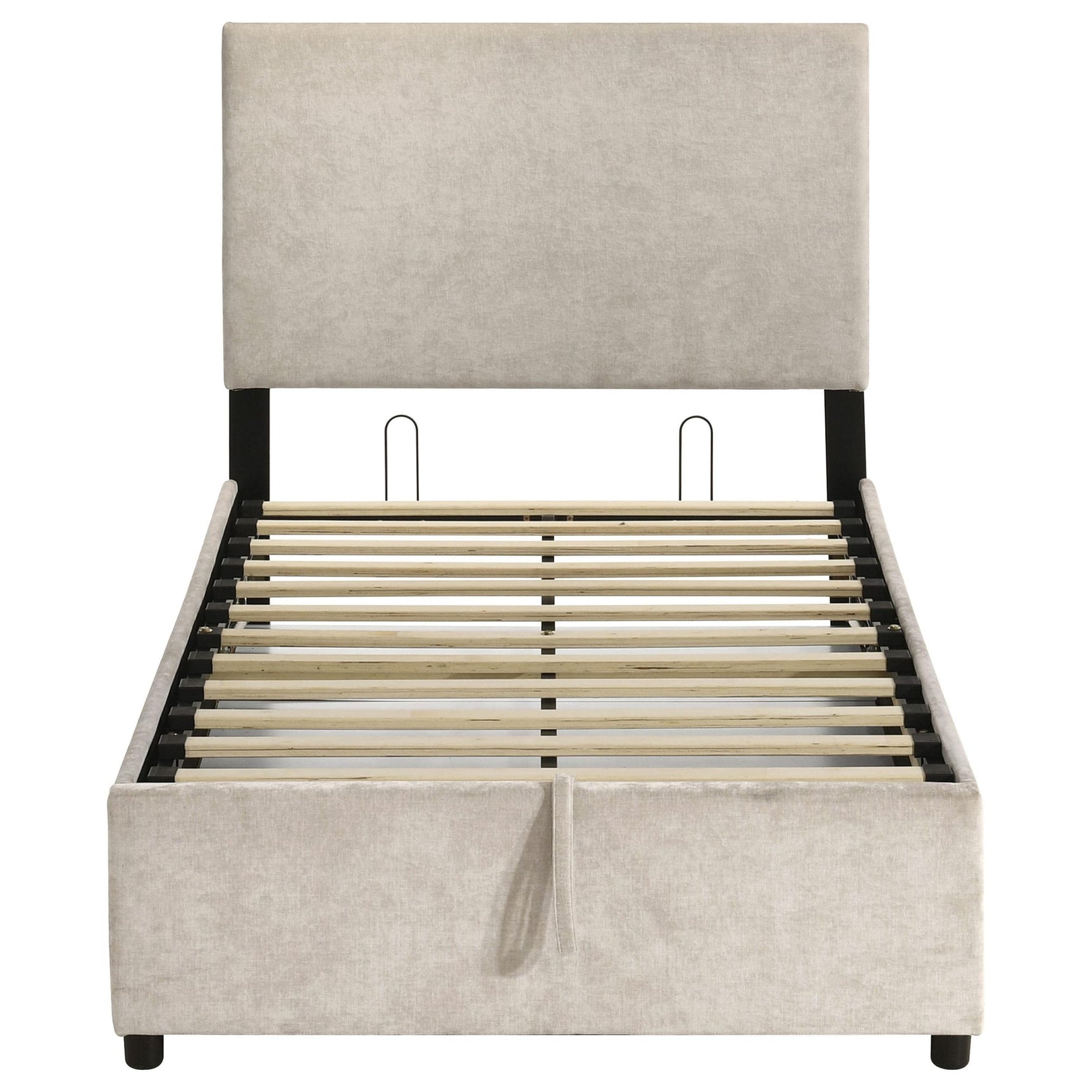 Reeves Upholstered Twin Lift-Top Storage Platform Bed Beige view 7