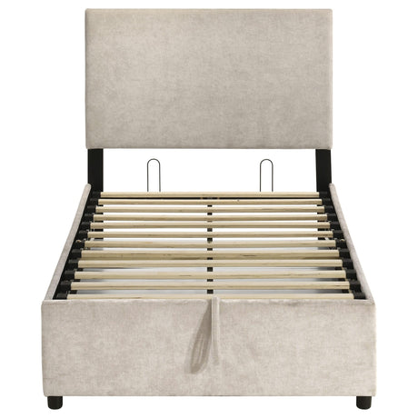 Reeves Upholstered Twin Lift-Top Storage Platform Bed Beige view 7