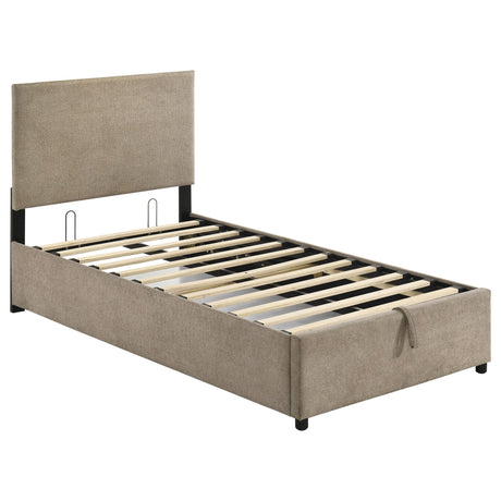 Reeves Upholstered Twin Lift-Top Storage Platform Bed Tan from Ella Furniture