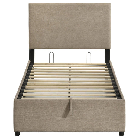 Reeves Upholstered Twin Lift-Top Storage Platform Bed Tan view 7