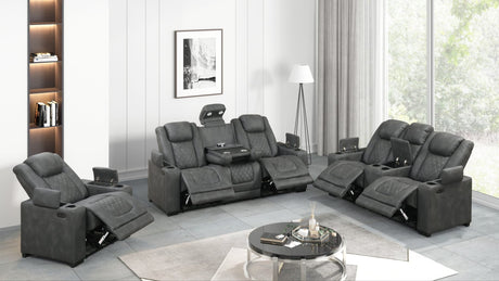 Rima Dark Grey Air Leather Reclining 3-Piece Living Room Set from Ella Furniture