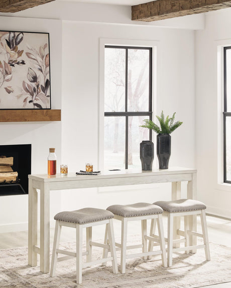 Robbinsdale Antique White Counter Height Dining Table and 3 Barstools Set view 2