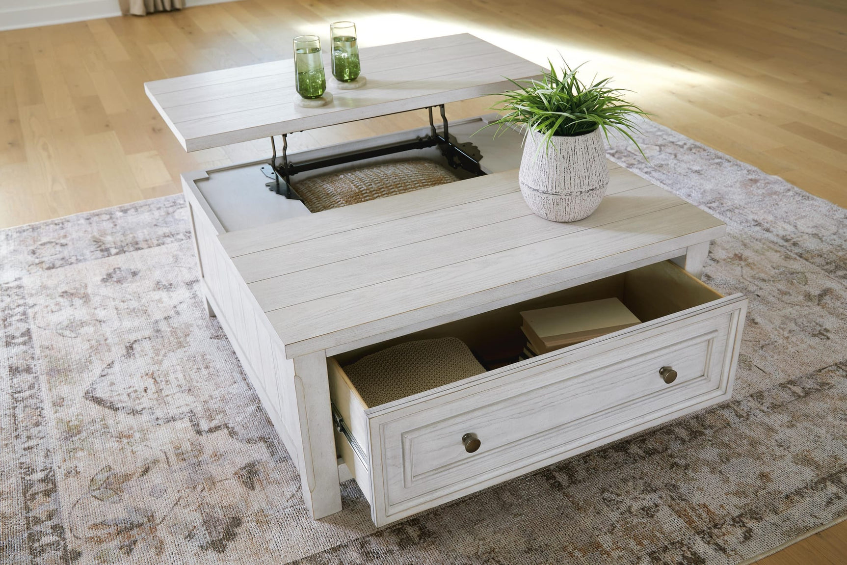 Robbinsdale Antique White Lift-Top Coffee Table from Ella Furniture