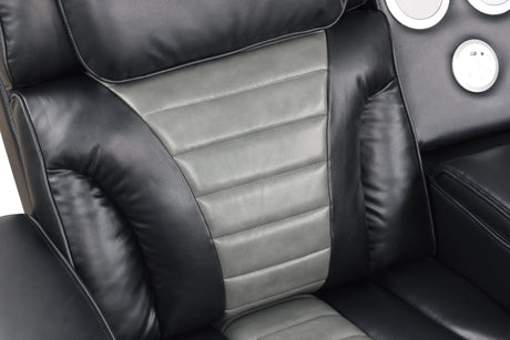 Robin Black Air Leather Power Reclining Sectional with Bluetooth and USB view 3