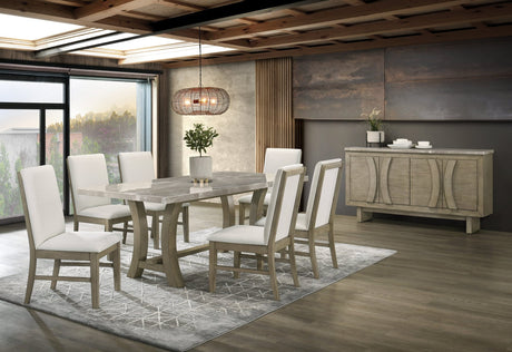 Roco Beige Genuine Marble Dining Room Set view 2