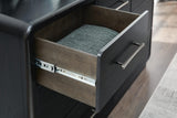 Rowanbeck Gray/Black Upholstered Panel Bedroom Set detail view