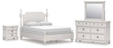 Rowlenstown Antique White Poster Bedroom Set from Ella Furniture