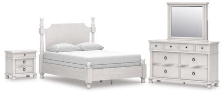 Rowlenstown Antique White Poster Bedroom Set from Ella Furniture