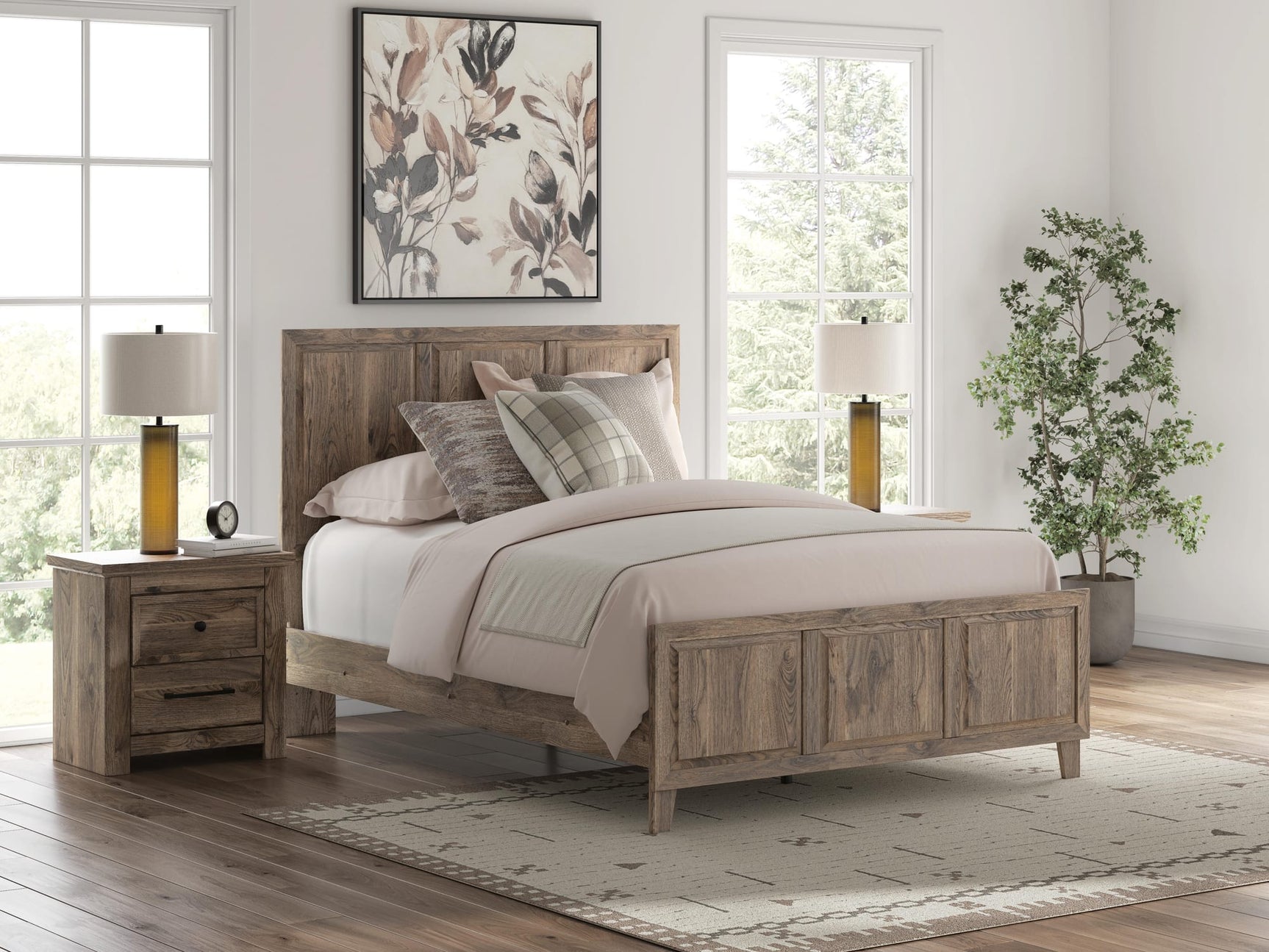 Rusticott Brown Panel Bedroom Set Queen 3: Bed, Dresser, Mirror from Ella Furniture