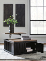 Rylandyn Black/Light Brown Lift-Top Coffee Table view 6
