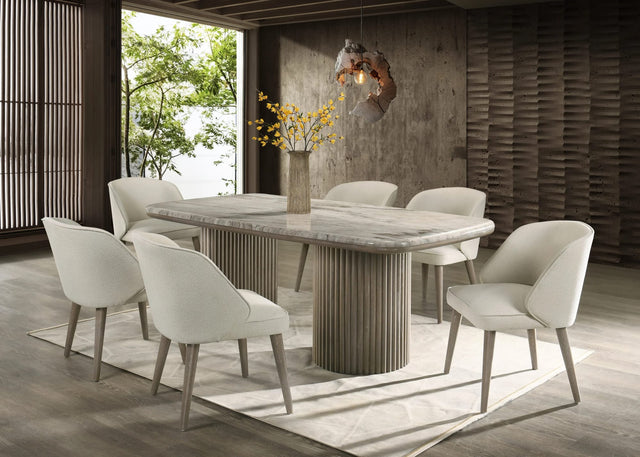 Samara Beige Genuine Marble Dining Room Set from Ella Furniture