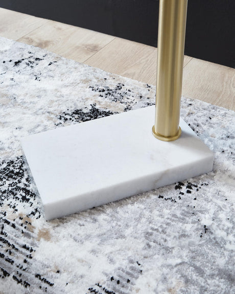 Santiford Gold Finish/White Floor Lamp detail view