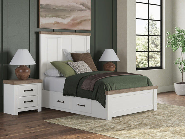 Savonport White/Brown Full Panel Bed with Storage from Ella Furniture
