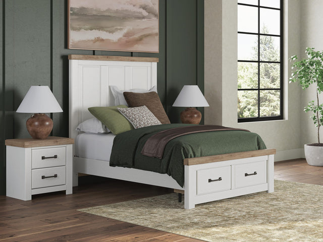 Savonport White/Brown Full Panel Storage Bed from Ella Furniture