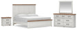 Savonport White/Brown Panel Bed. Dresser, Mirror Bedroom Set view 2
