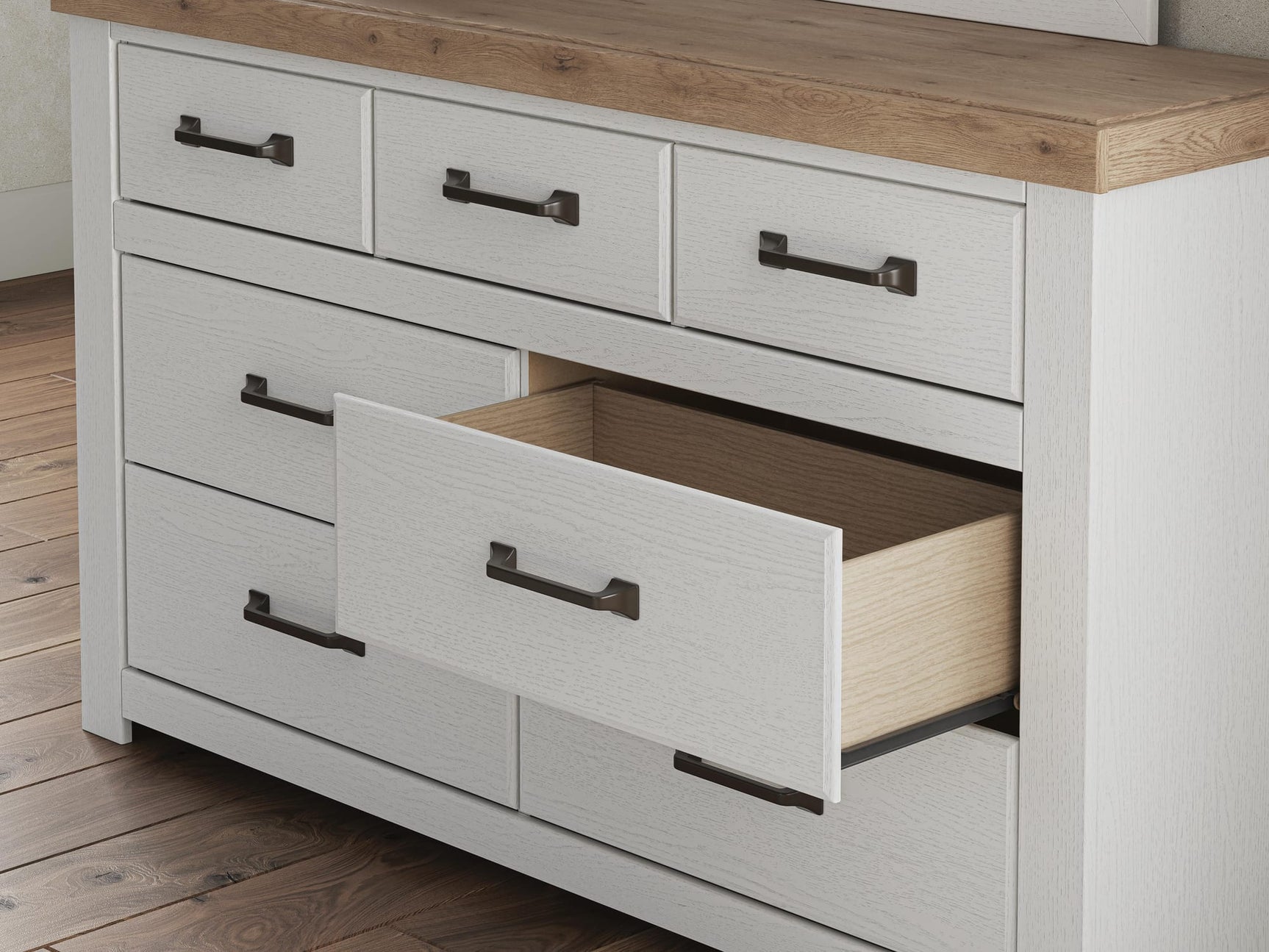 Savonport White/Brown Panel Bedroom Set detail view
