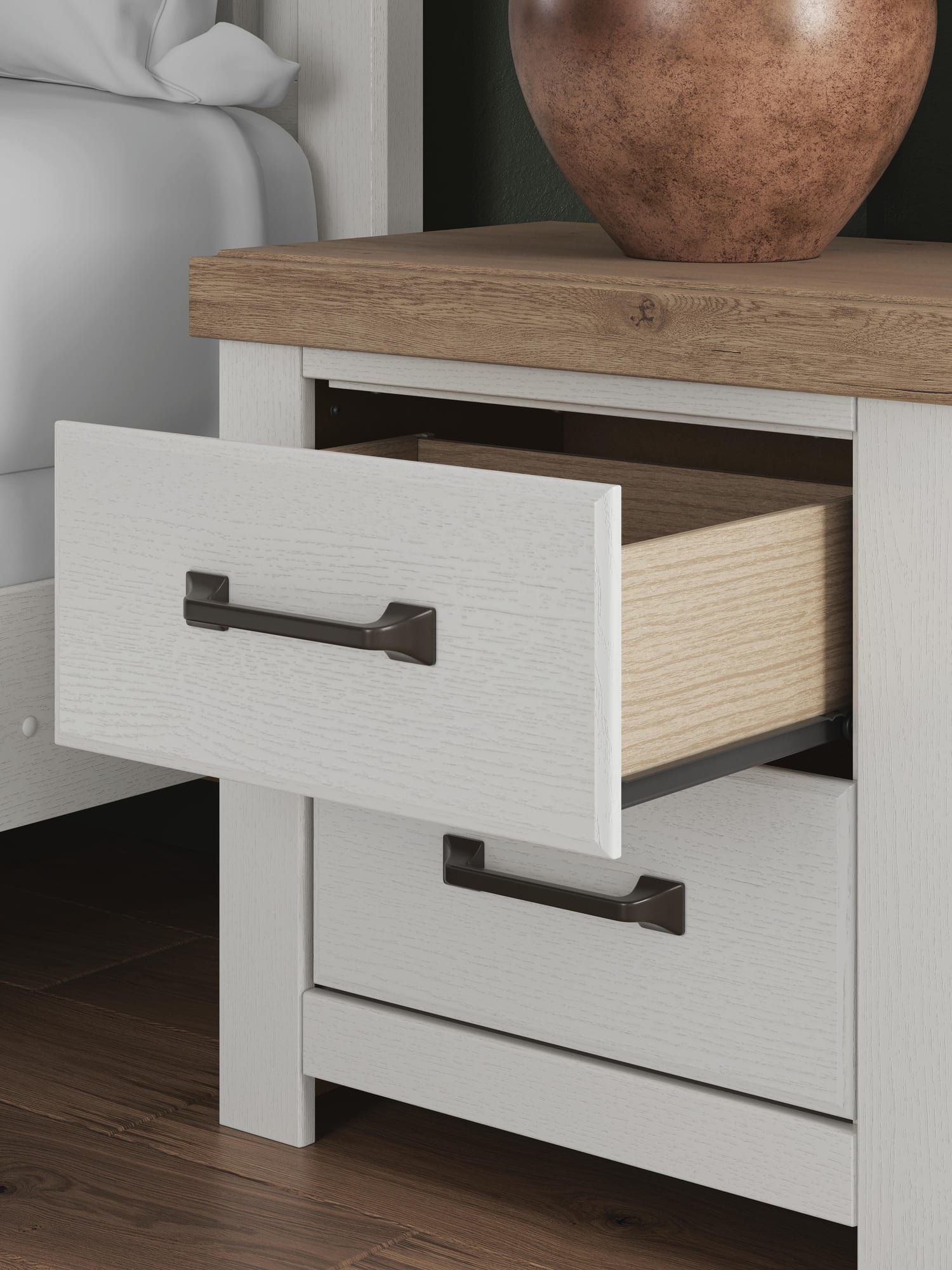 Savonport White/Brown Panel Bedroom Set detail view